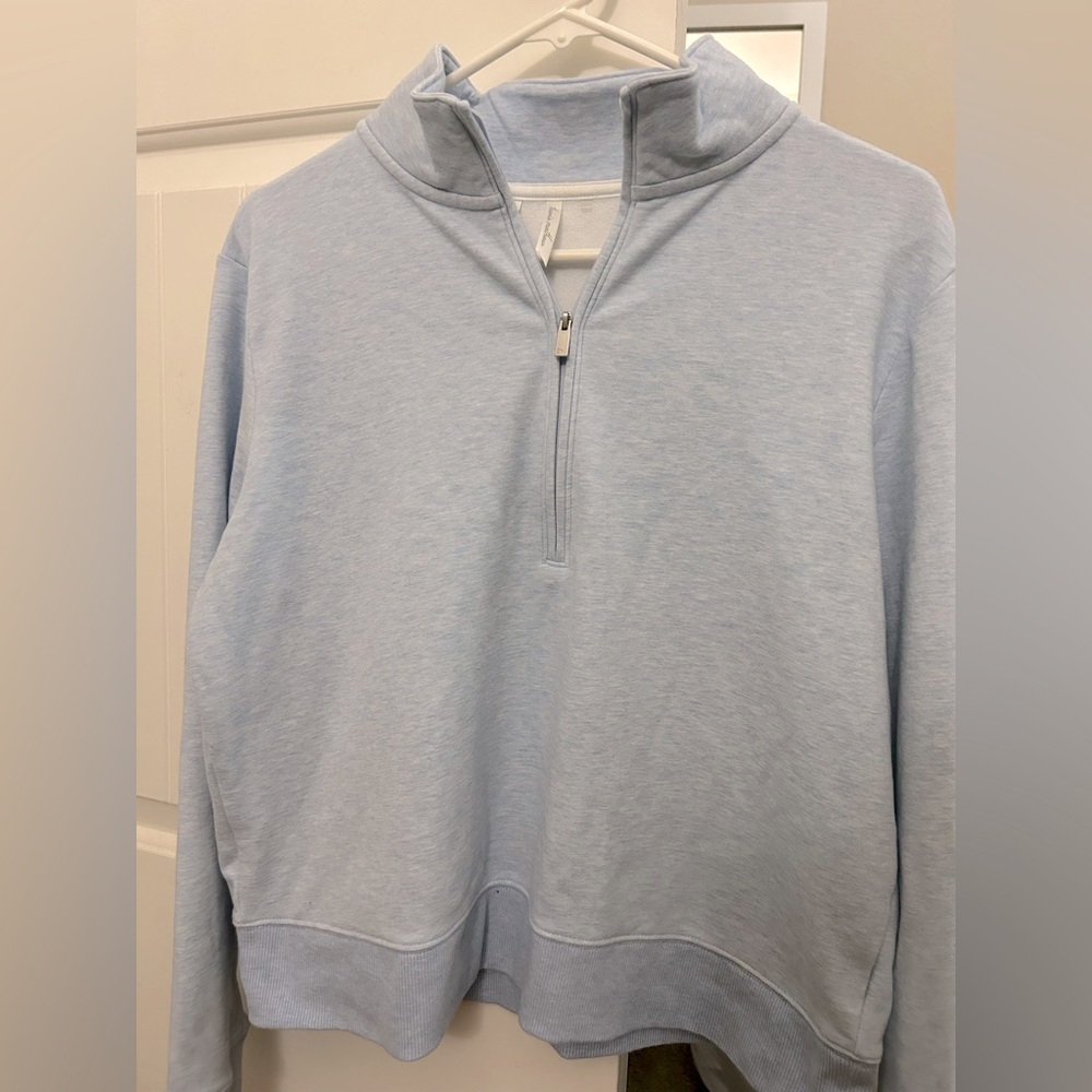 Travis Mathew large quarter zip pastel blue jacket
